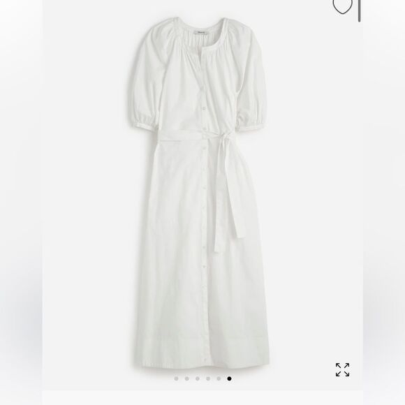 Madewell Tie-Waist Button-Front Midi Dress in Poplin - Picture 1 of 7